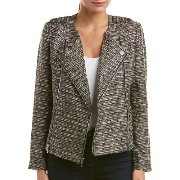 Tart Collections Amber Jacket Metallic Tweed Moto Style Zip Gray Combo,SizeS,NEW - Picture 1 of 11
